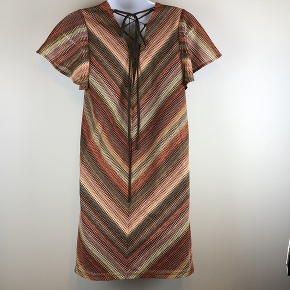 BCBGENERATION Mesh Lace Up Back Flutter Sleeve SM Relaxed Fit Girly Mini Dress - Picture 8 of 16